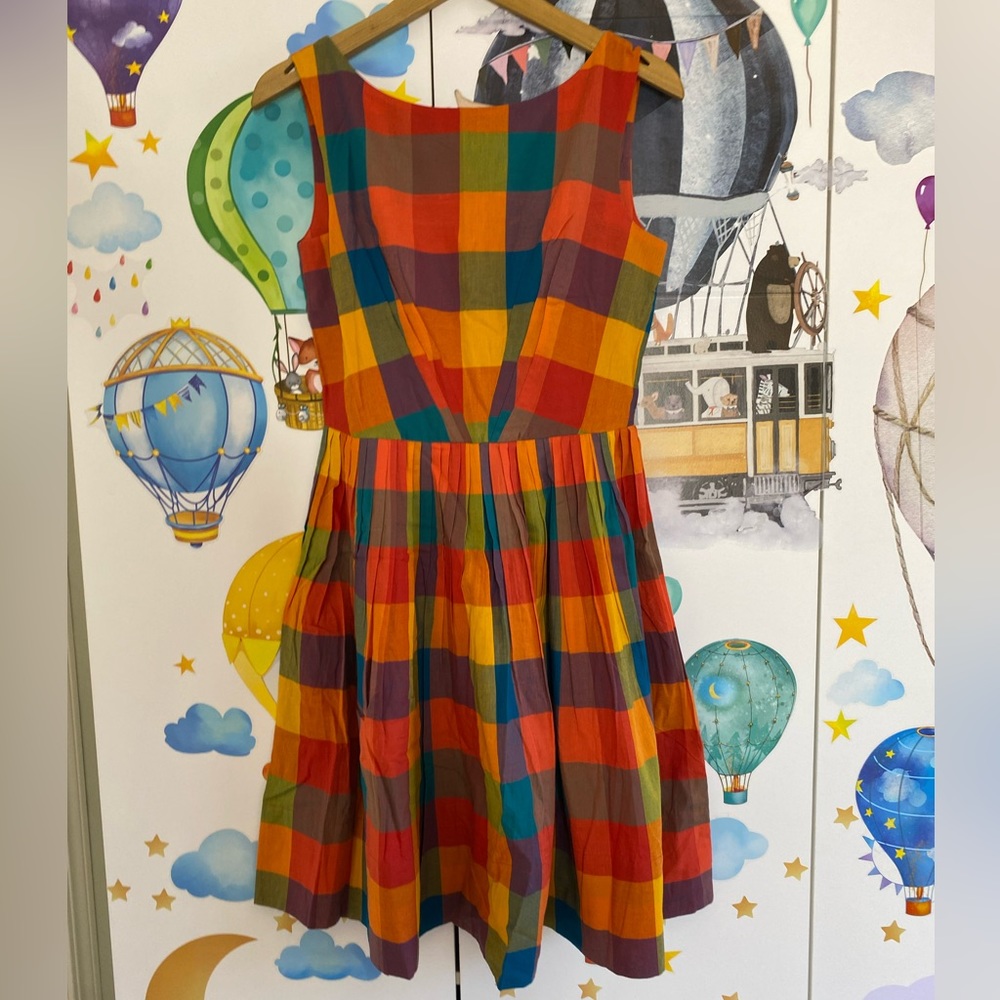 Emily and Fin Abigail dress rainbow plaid NWT!!!! Small